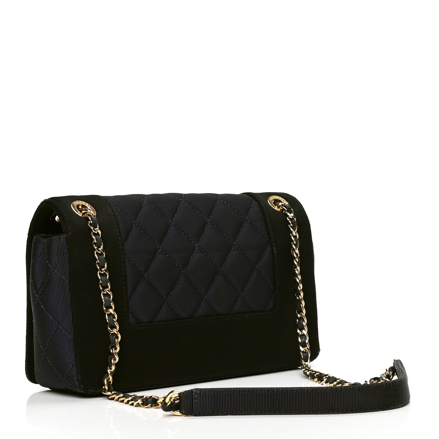 Grosgrain Satin Quilted Small Vintage Mademoiselle Flap Black