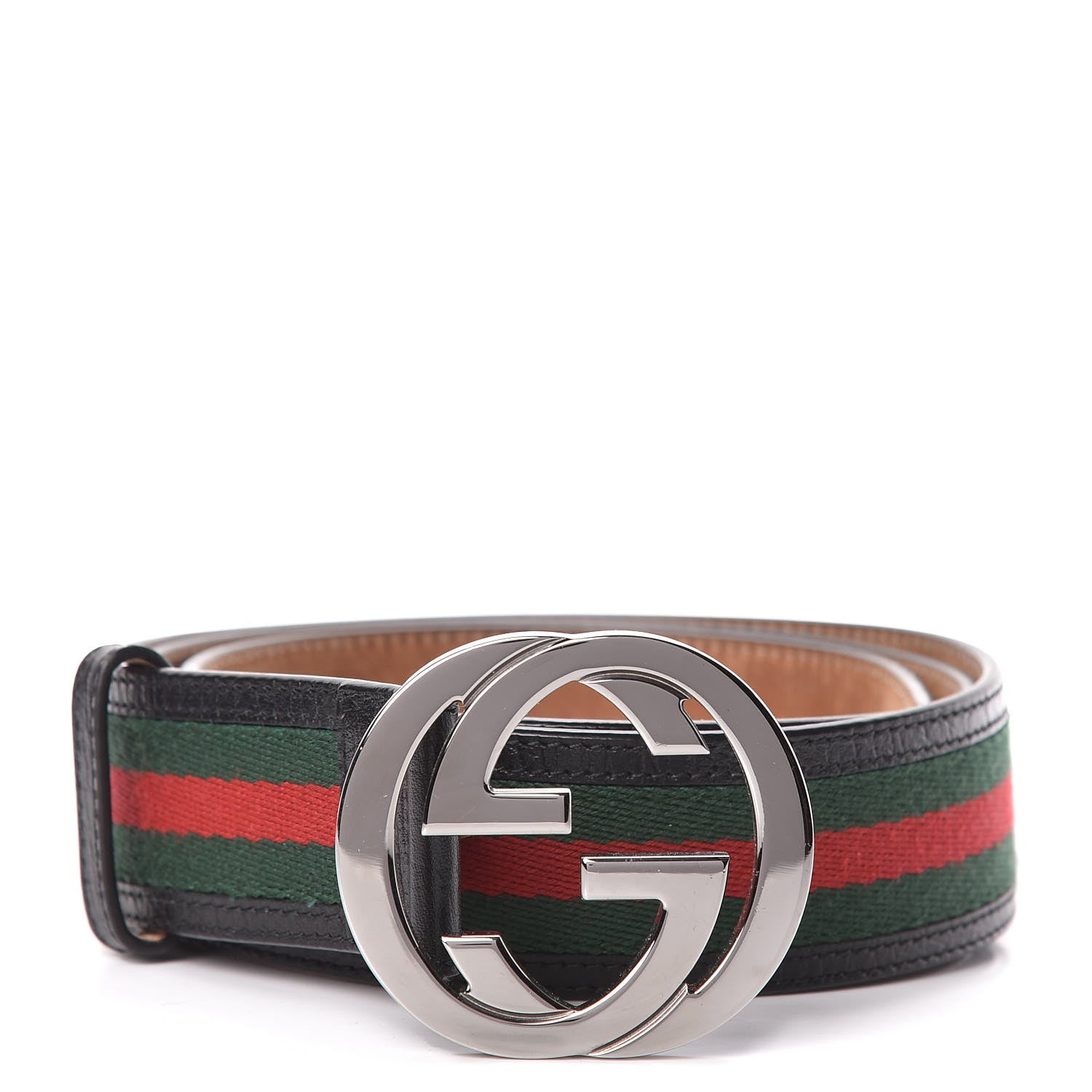 Gucci Calfskin Web Interlocking G Belt 105 42 Black 1 of 8