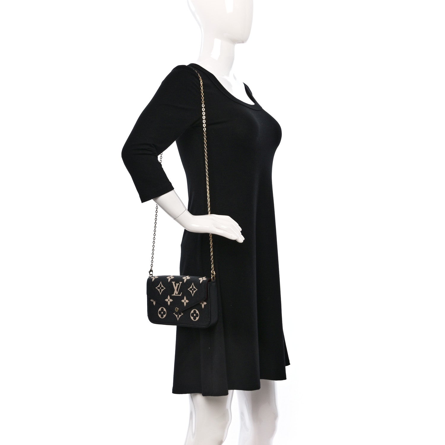 Louis Vuitton Empreinte Monogram Giant Felicie Pochette Black Beige 3 of 14