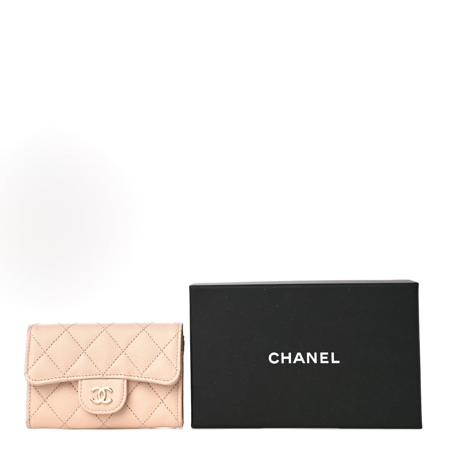 Chanel Caviar Quilted Flap Card Holder Wallet Beige 12 of 12