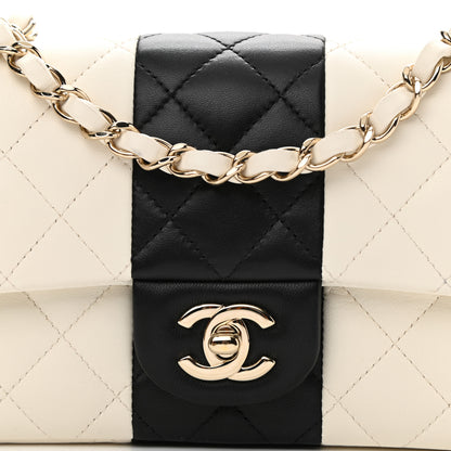 Chanel Lambskin Quilted Mini Rectangular Flap White Black 8 of 11