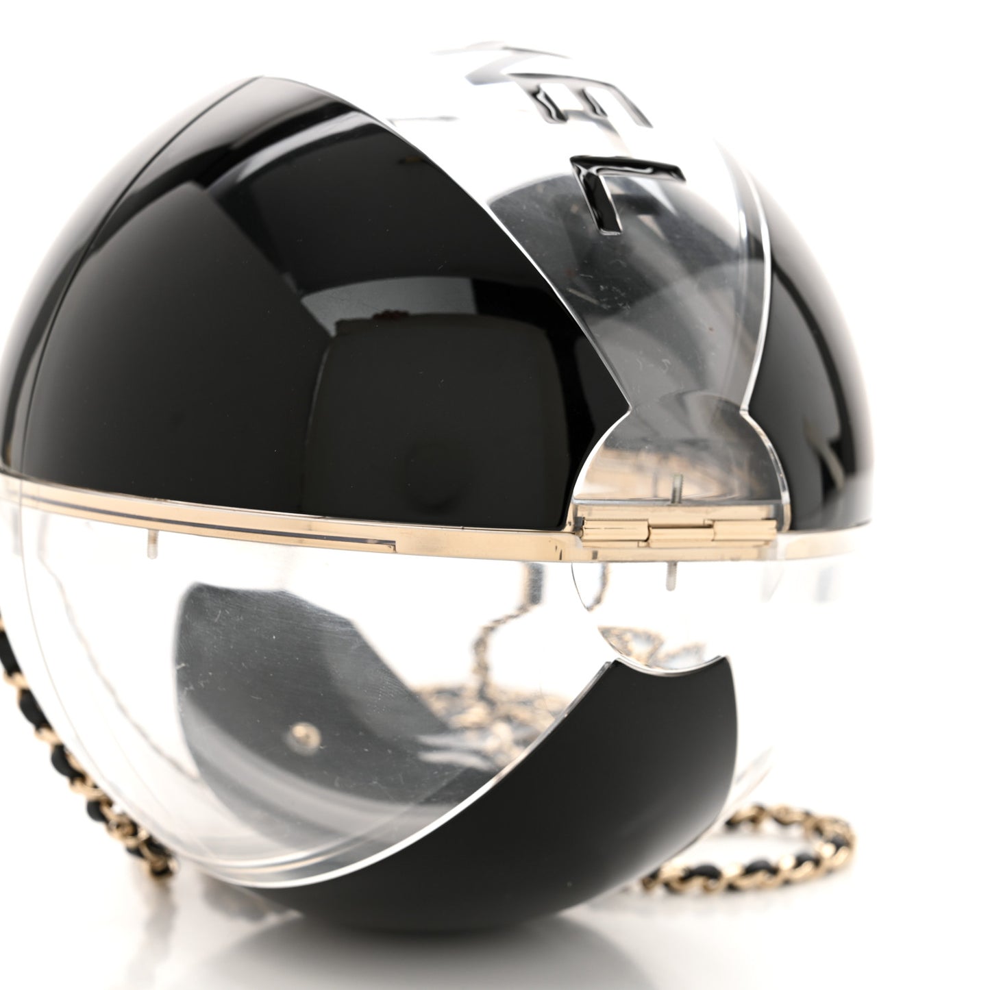Plexiglass Coco Beach Ball Minaudiere Clutch  Black