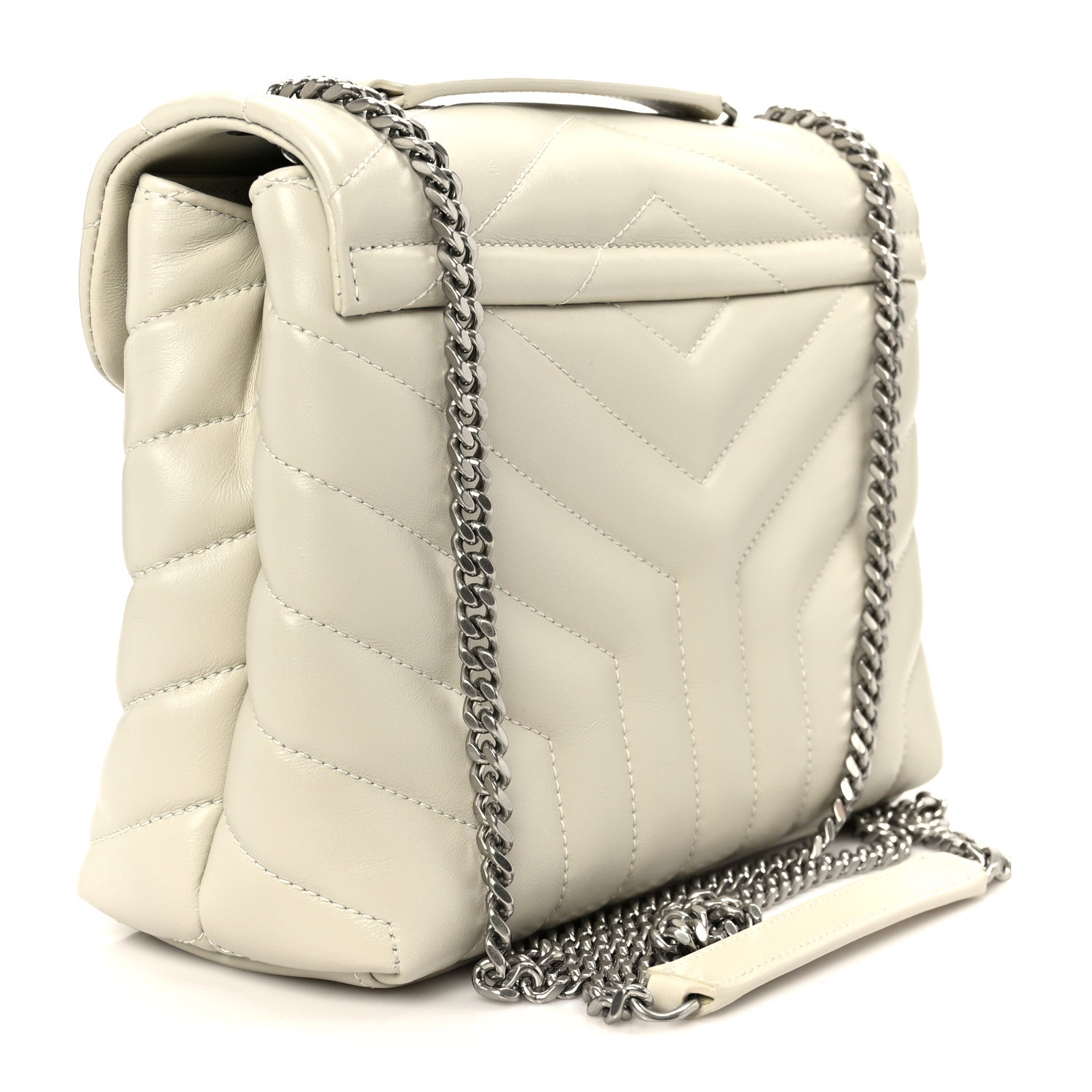 Saint Laurent Calfskin Y Quilted Monogram Small Loulou Chain Satchel Crema Soft 5 of 21