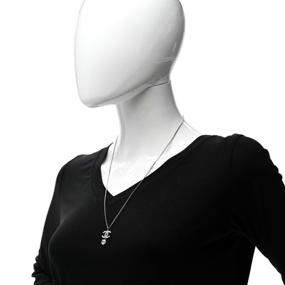 Chanel Crystal CC Drop Necklace Silver 2 of 5