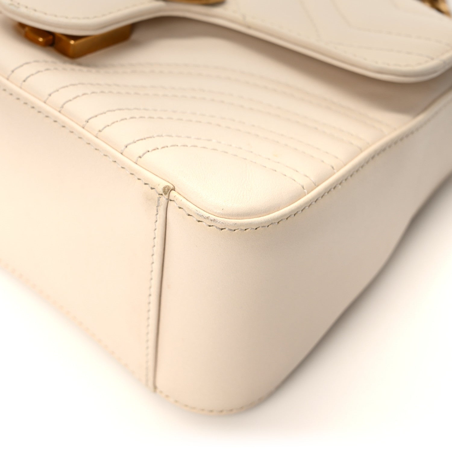 Gucci Calfskin Matelasse Mini GG Marmont Top Handle Shoulder Bag White 11 of 11