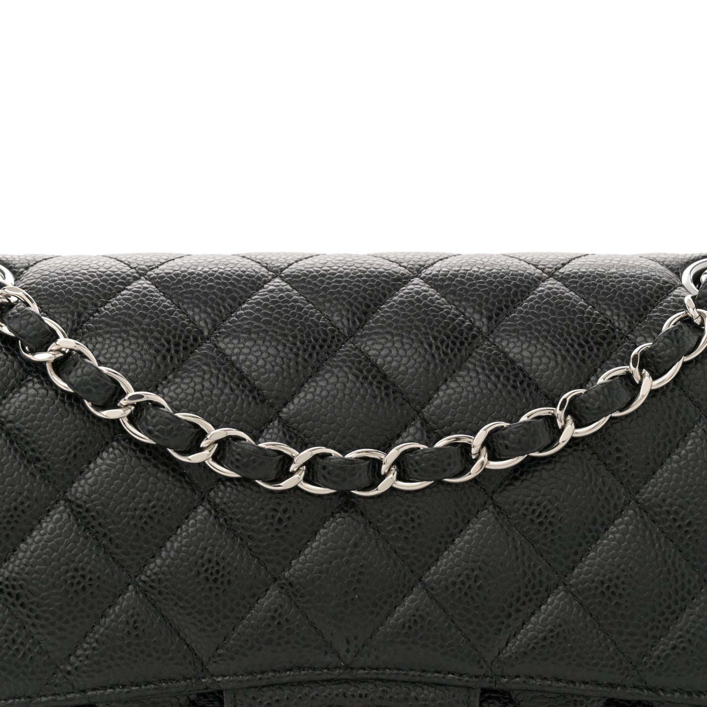 Caviar Quilted Medium Double Flap Black