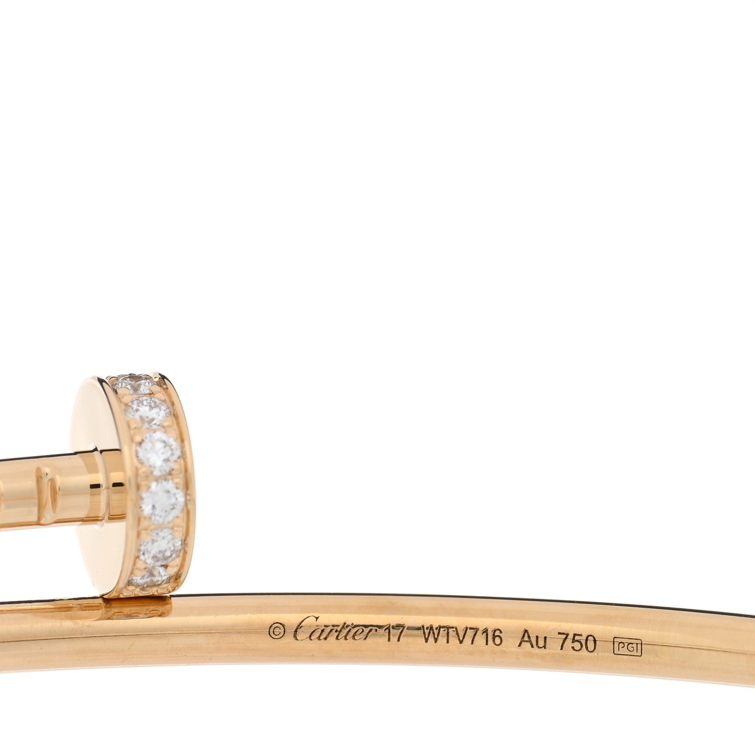 Cartier 18K Yellow Gold Diamond Small Juste Un Clou Bracelet 17 3 of 5