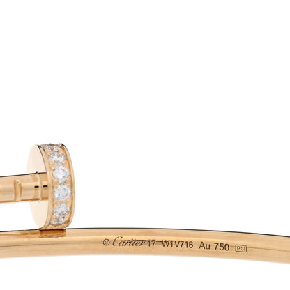 Cartier 18K Yellow Gold Diamond Small Juste Un Clou Bracelet 17 3 of 5