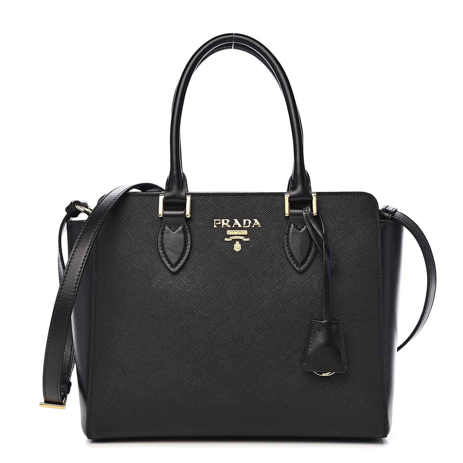 Prada Saffiano Soft Calfskin Small Zippered Tote Black 1 of 10