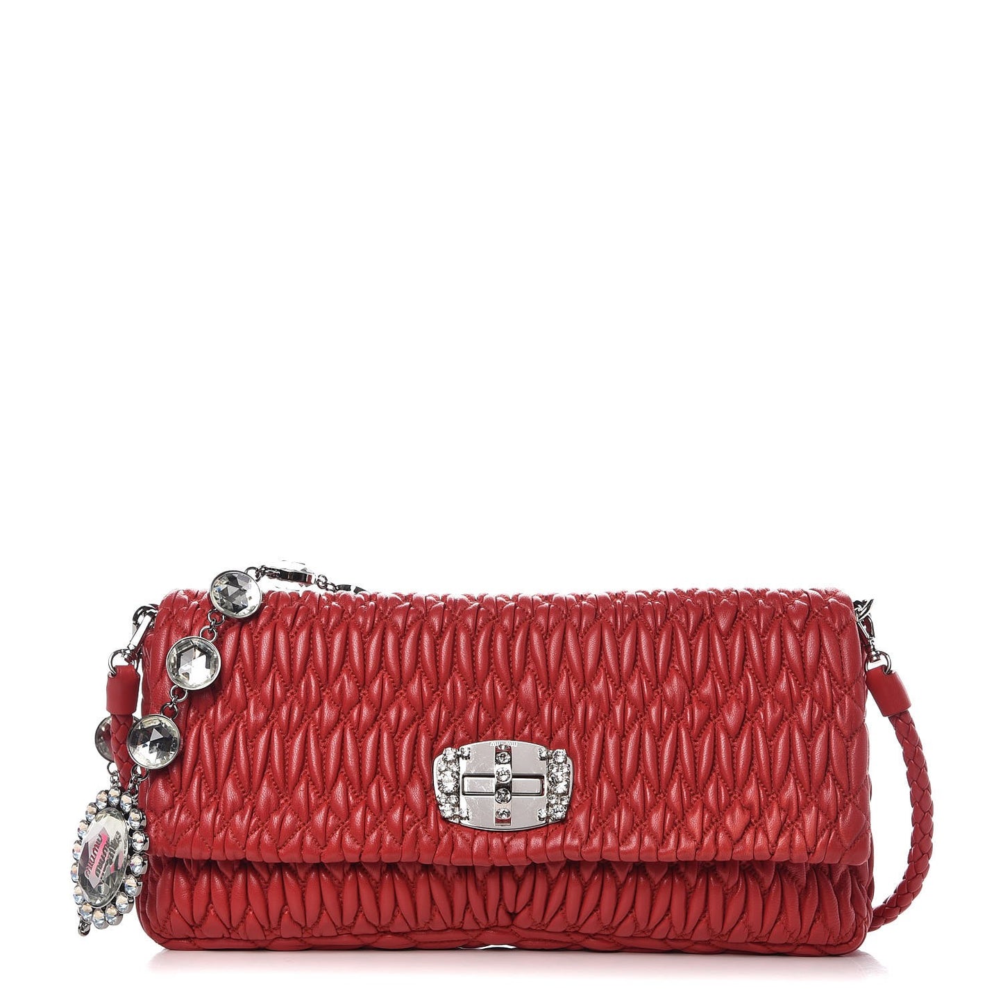 Nappa Matelasse Crystal Pochette Clutch Rosso