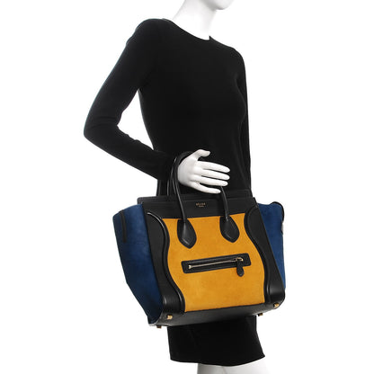 Celine Pony Hair Tri-color Mini Luggage Royal Blue 2 of 7
