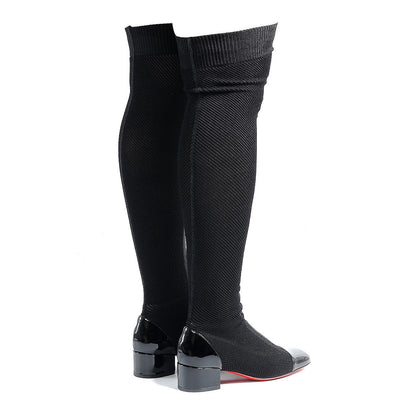 Christian Louboutin Maille Tricot Patent Trebiba 35 Sock Boots 37 Black 2 of 7