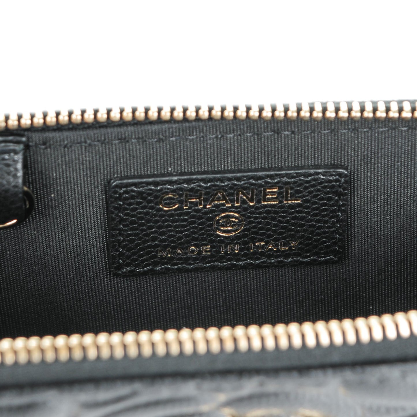 Caviar Camellia Embossed Key Holder Case Black