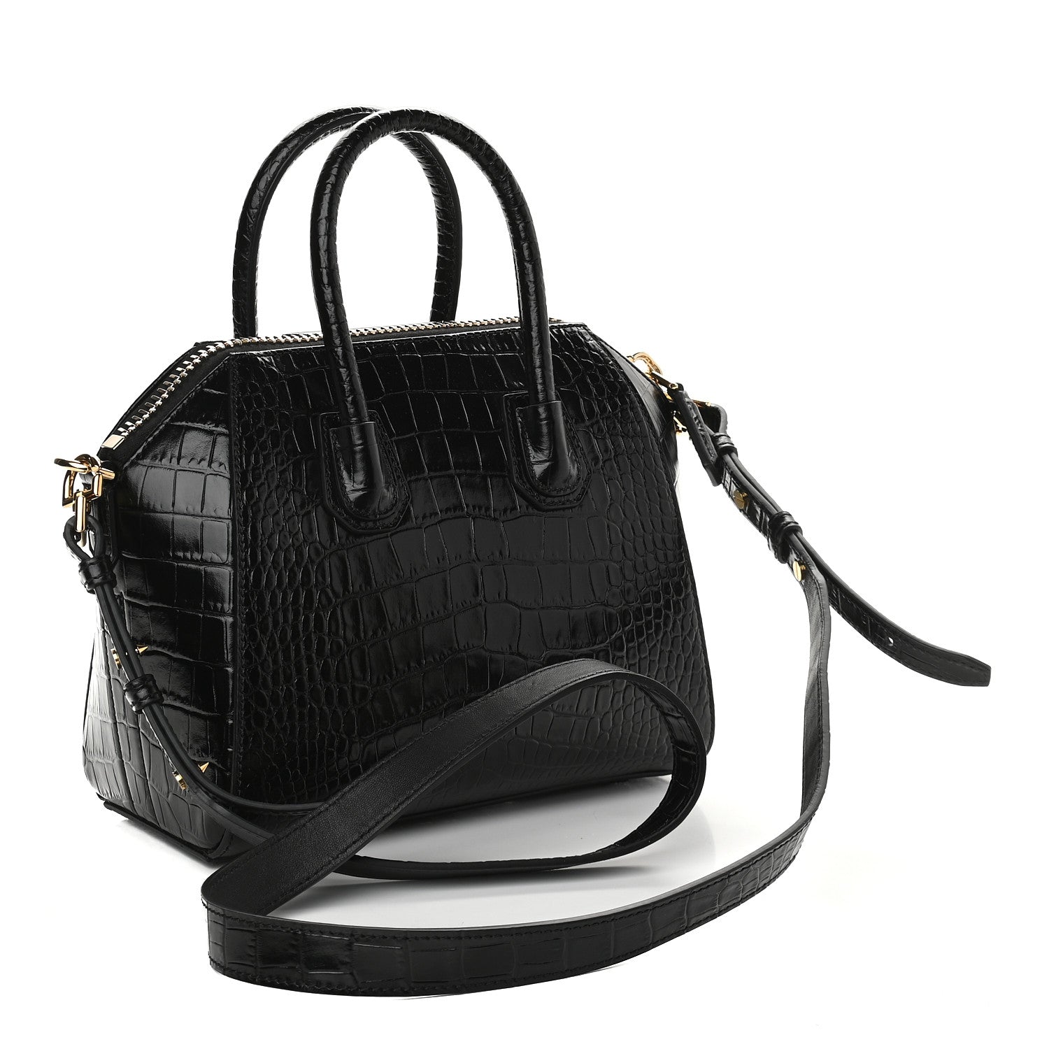 Givenchy Calfskin Crocodile Embossed Mini Antigona Black 3 of 9
