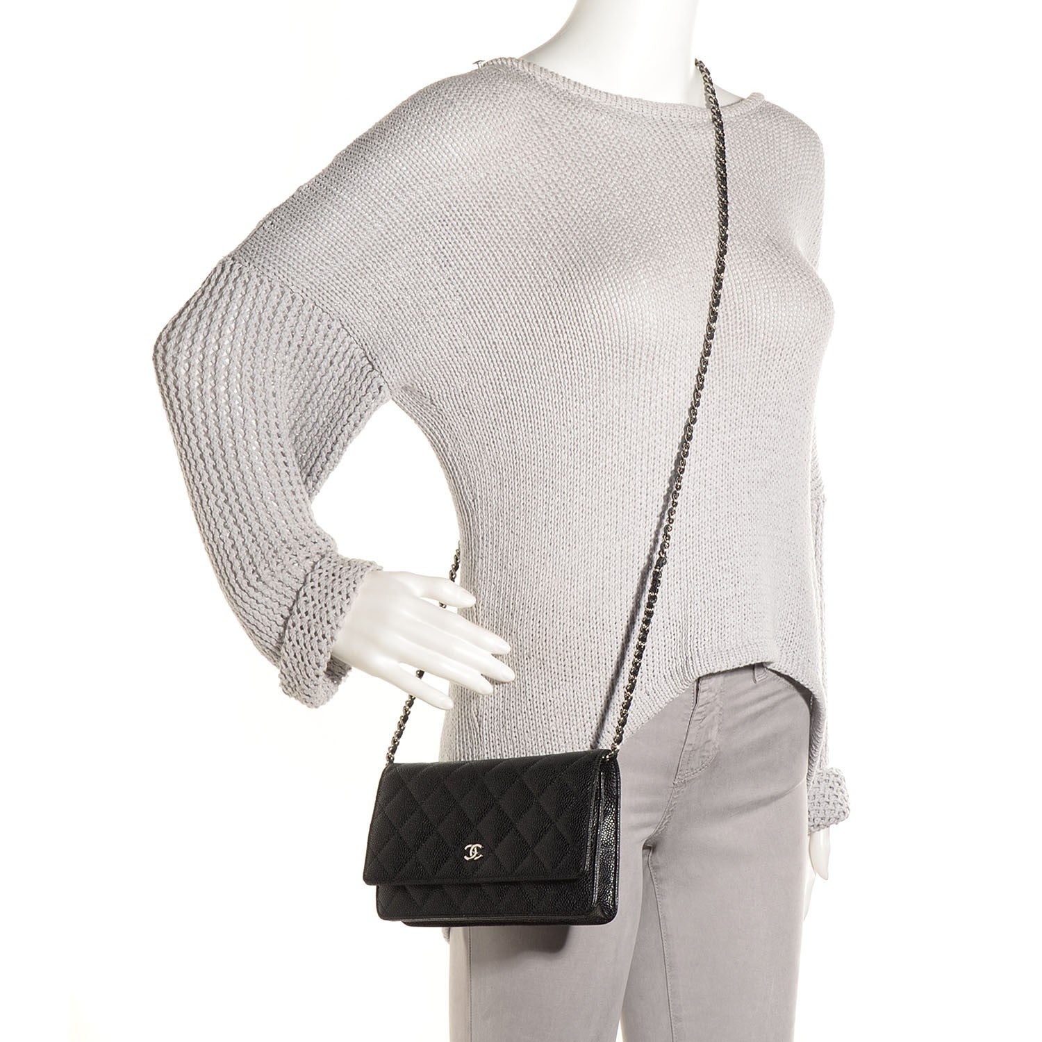 Chanel Caviar Quilted Wallet On Chain WOC Black 2 of 9