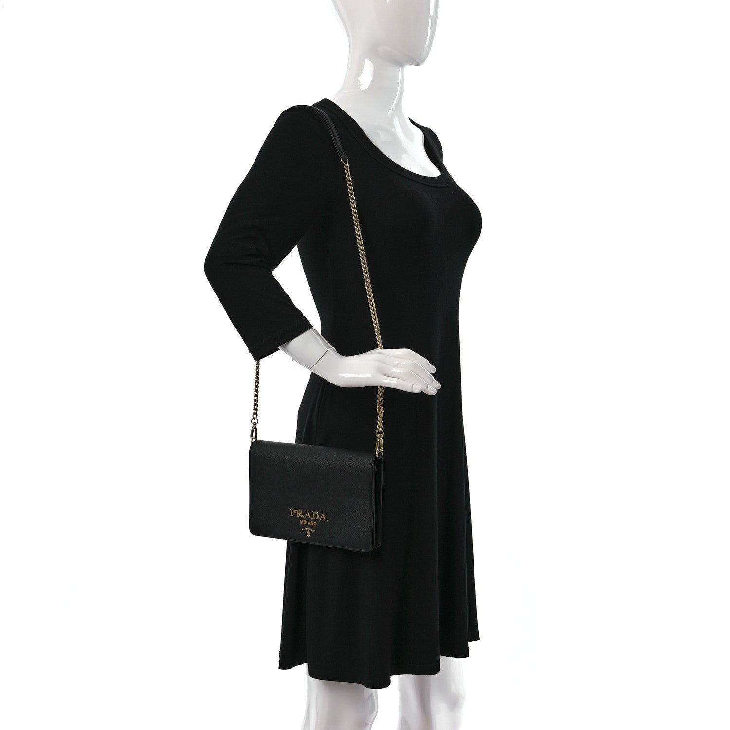 Prada Saffiano Lux Mini Crossbody Bag Black 2 of 10
