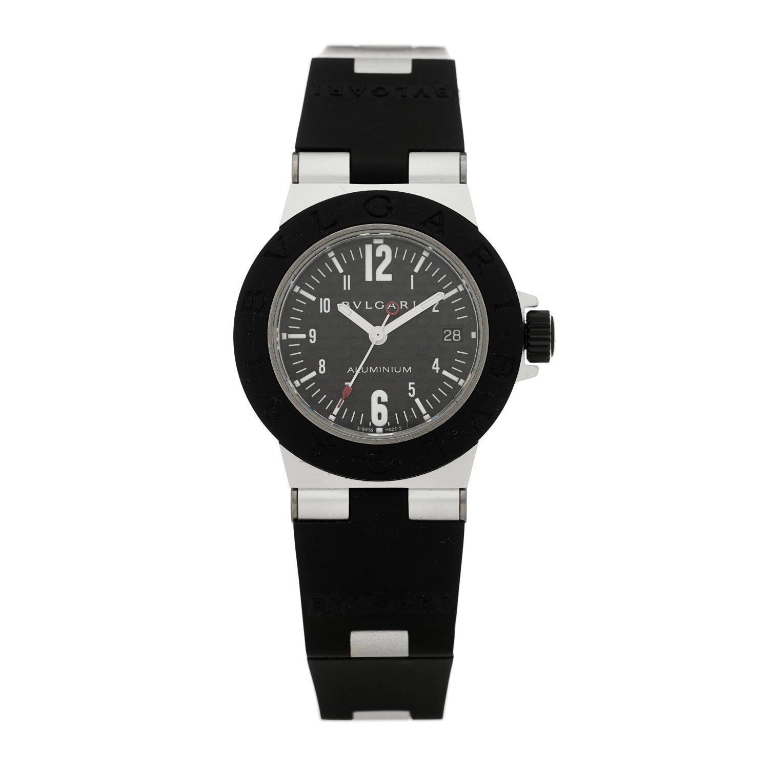 Bulgari Aluminum Rubber 29mm Diagono Quartz Watch Black 1 of 4
