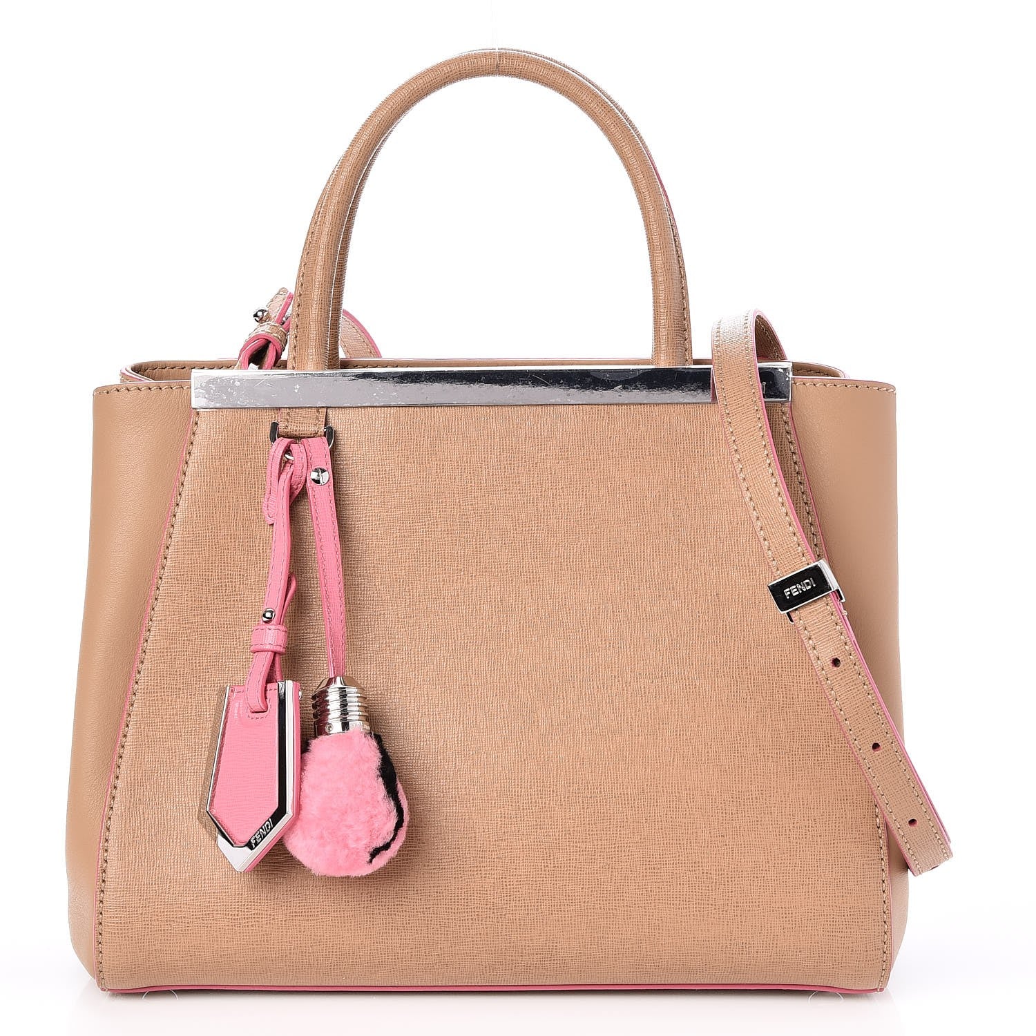 Fendi Vitello Elite Light Bulb Charm Petite 2Jours Tote Cuoio 1 of 8