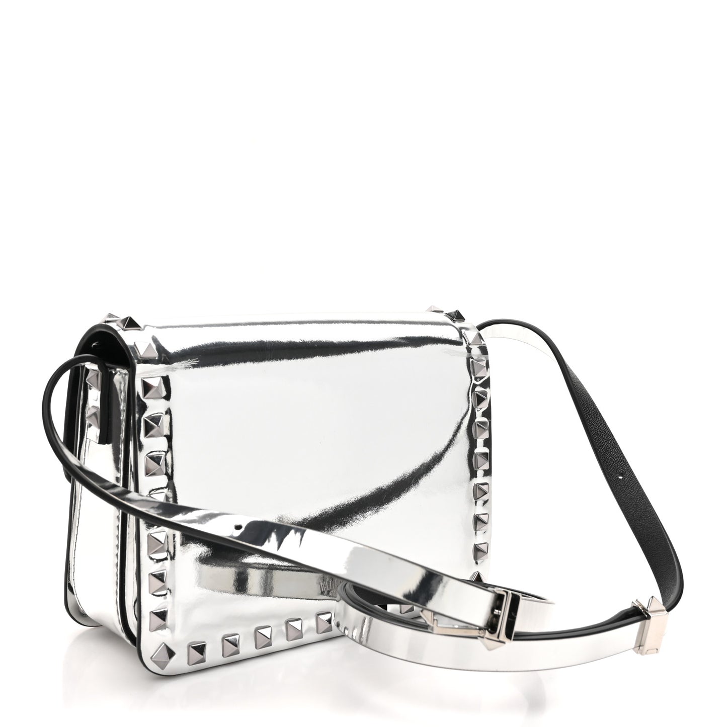 Mirror Calfskin Small Rockstud23 Shoulder Bag Silver