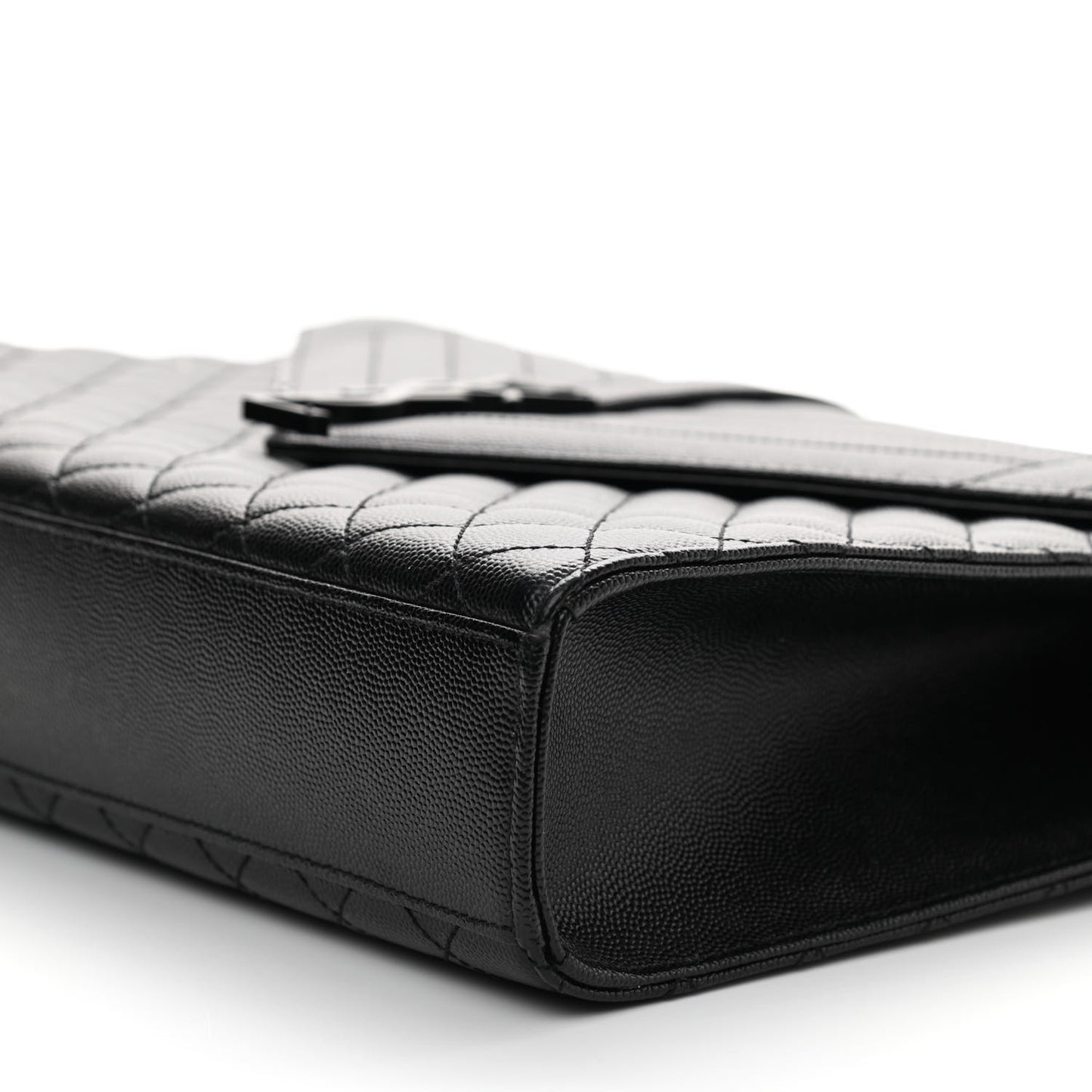 Grain De Poudre Textured Mixed Matelasse Large Triquilt Monogram Monochrome Satchel Black