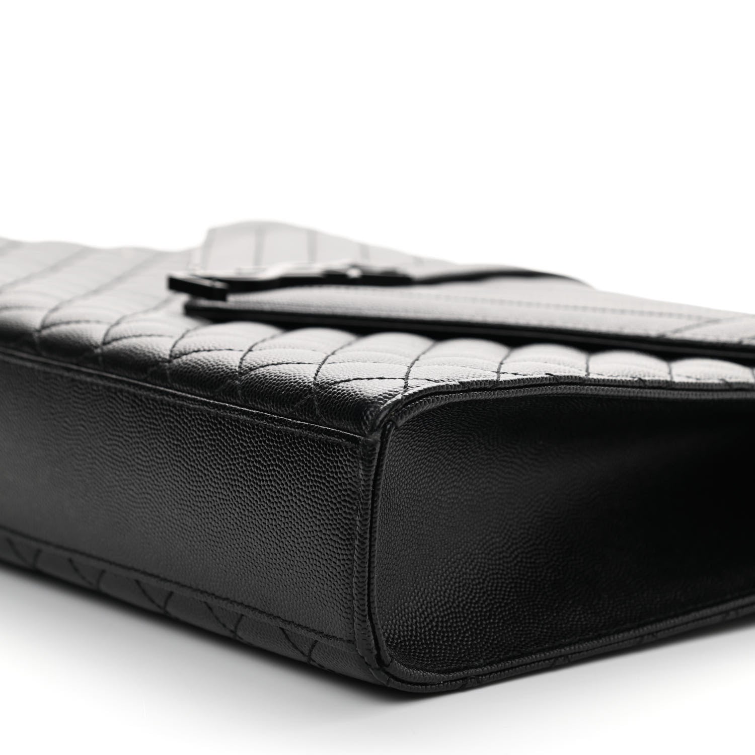 Saint Laurent Grain De Poudre Textured Mixed Matelasse Large Triquilt Monogram Monochrome Satchel Black 9 of 9