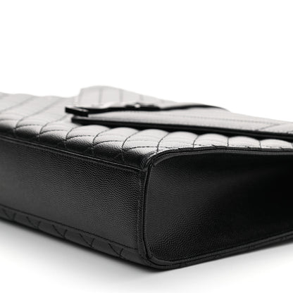 Saint Laurent Grain De Poudre Textured Mixed Matelasse Large Triquilt Monogram Monochrome Satchel Black 9 of 9