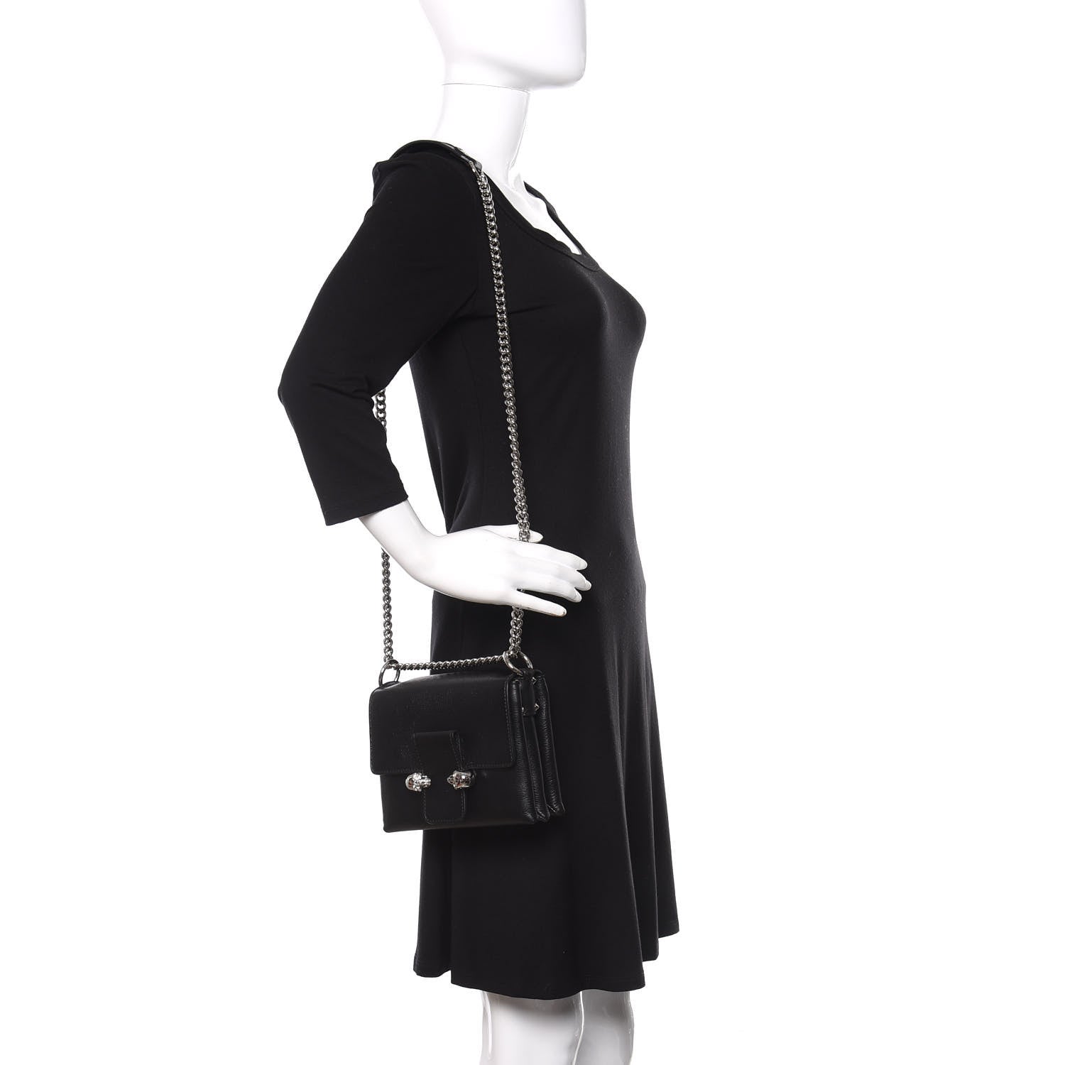 Alexander McQueen Goatskin Twin Skull Crossbody Black 2 of 12