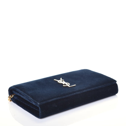 Saint Laurent Velvet Monogram Chain Wallet Legion Blue 4 of 8