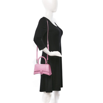 Balenciaga Shiny Box Calfskin Tonal B Hourglass Top Handle Bag XS Candy Pink 2 of 12
