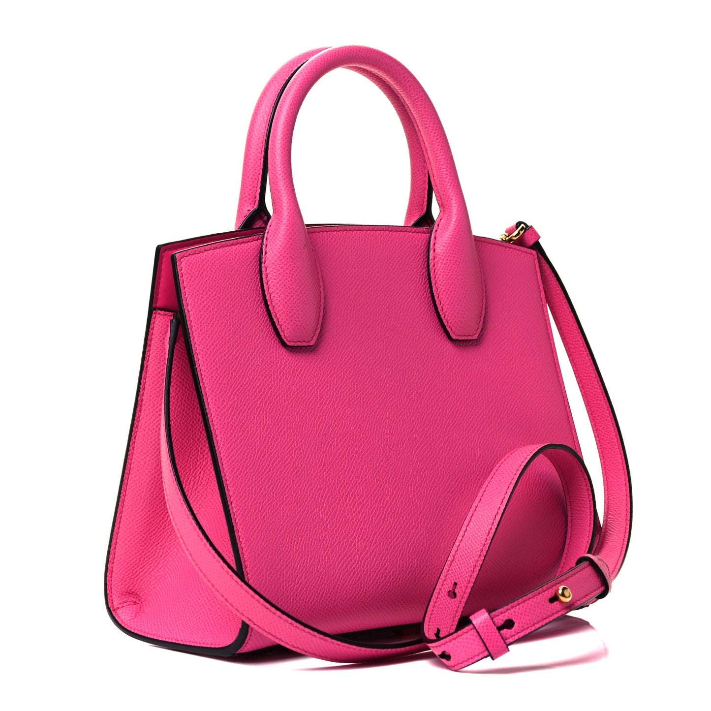 Hammered Calfskin Small The Studio Box Bag Hot Pink