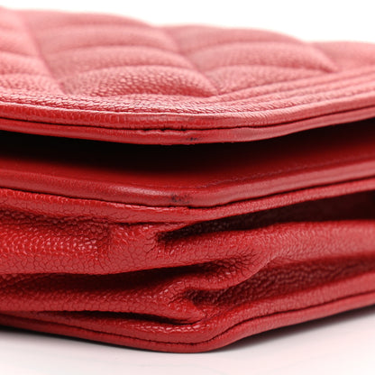 Chanel Caviar Quilted Boy Wallet On Chain WOC Red 21 of 23