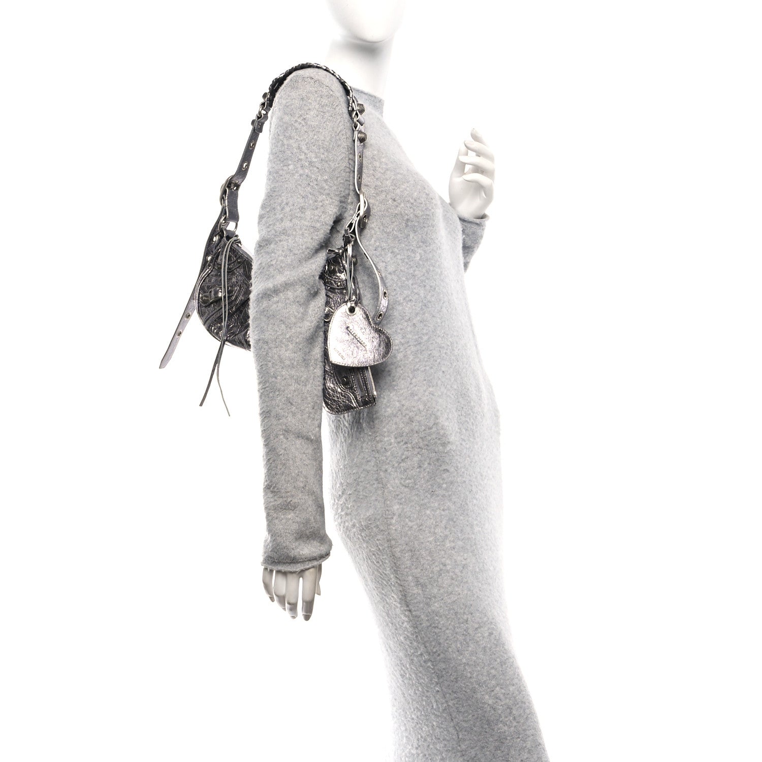 Balenciaga Metallic Agneau Arena Le Cagole Shoulder Bag XS Silver 2 of 10