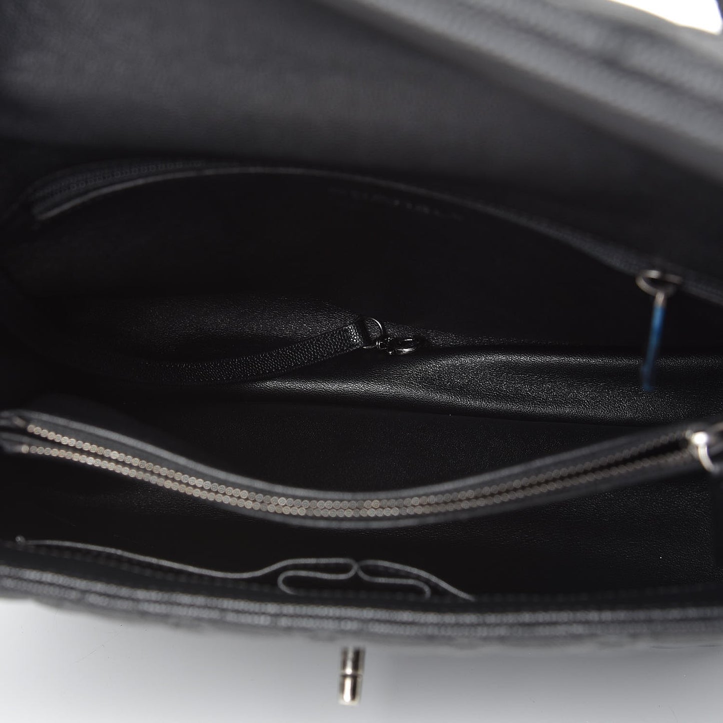 Caviar Lizard Quilted Large Coco Handle Flap Black