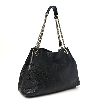 Gucci Pebbled Calfskin Medium Soho Chain Shoulder Bag Black 3 of 11