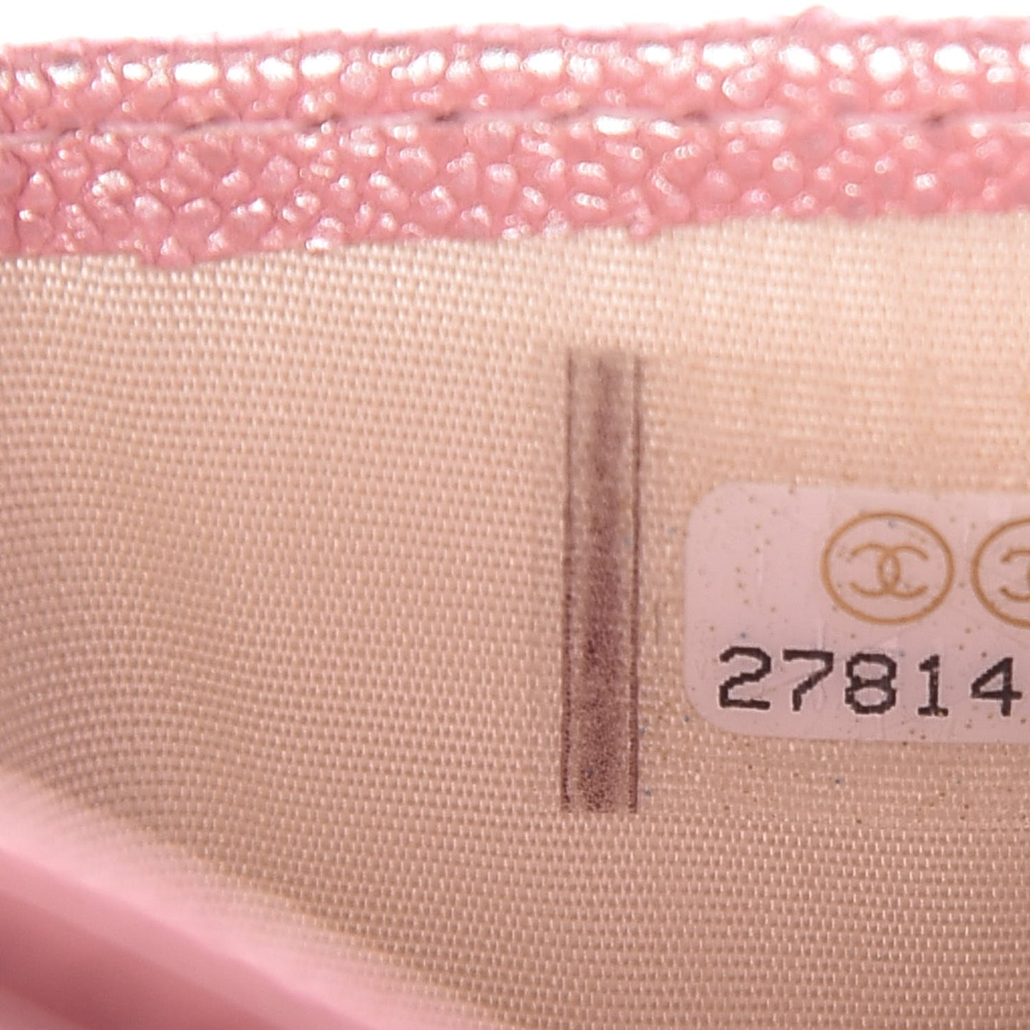 Iridescent Caviar Quilted Card Holder Rose Pink