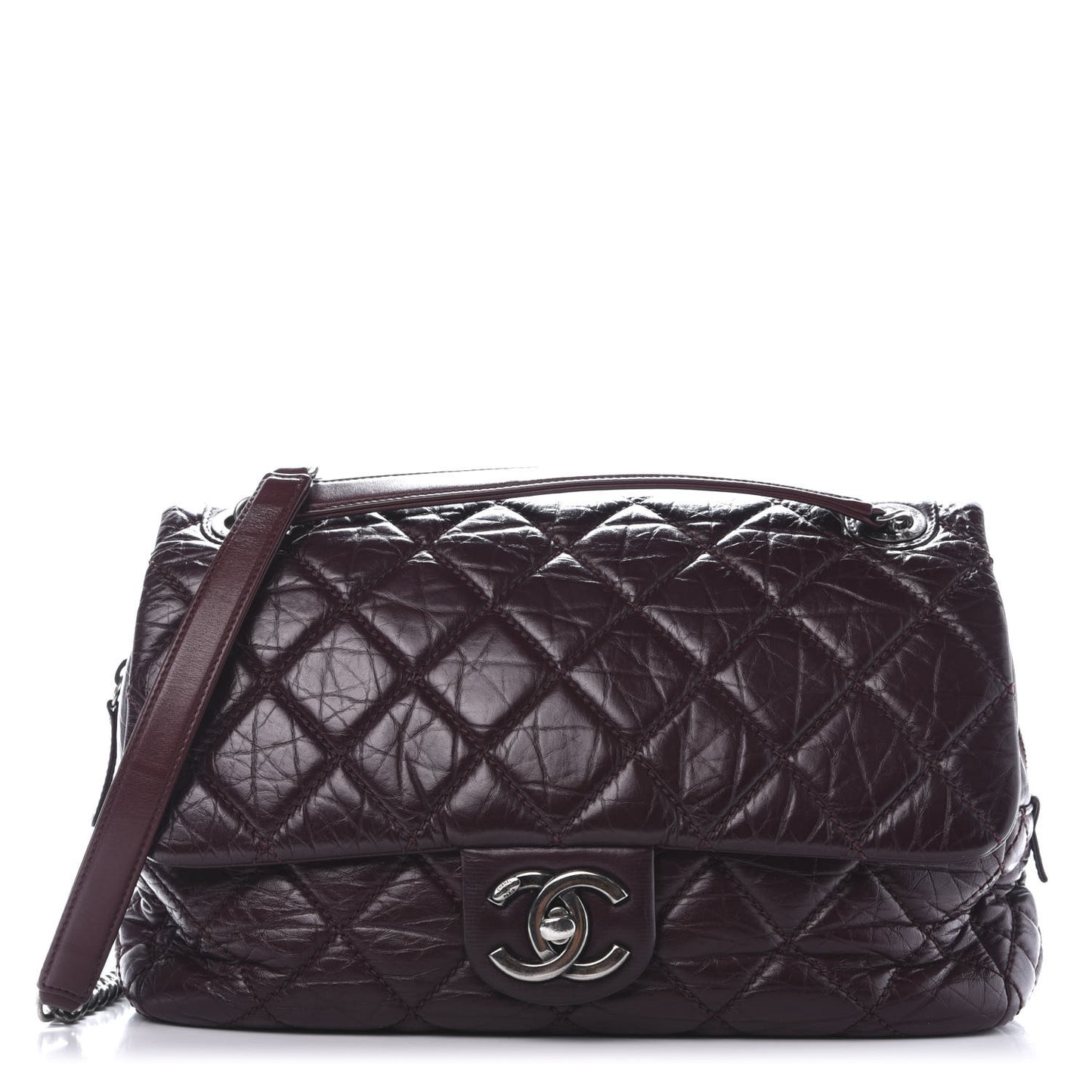 Aged Calfskin Jumbo New Portobello Flap Burgundy