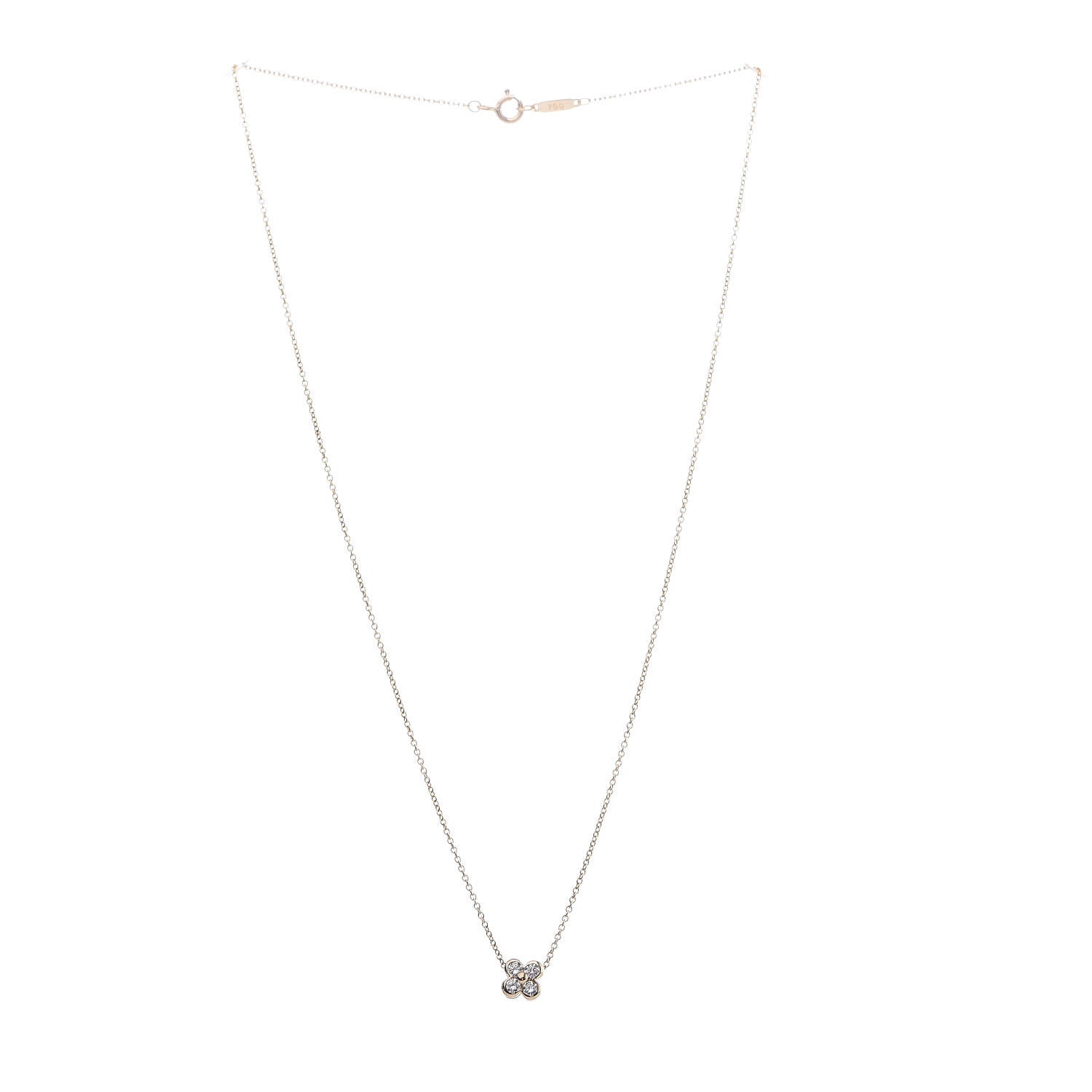 Tiffany 18K Yellow Gold Diamond Flower Pendant Necklace 3 of 6