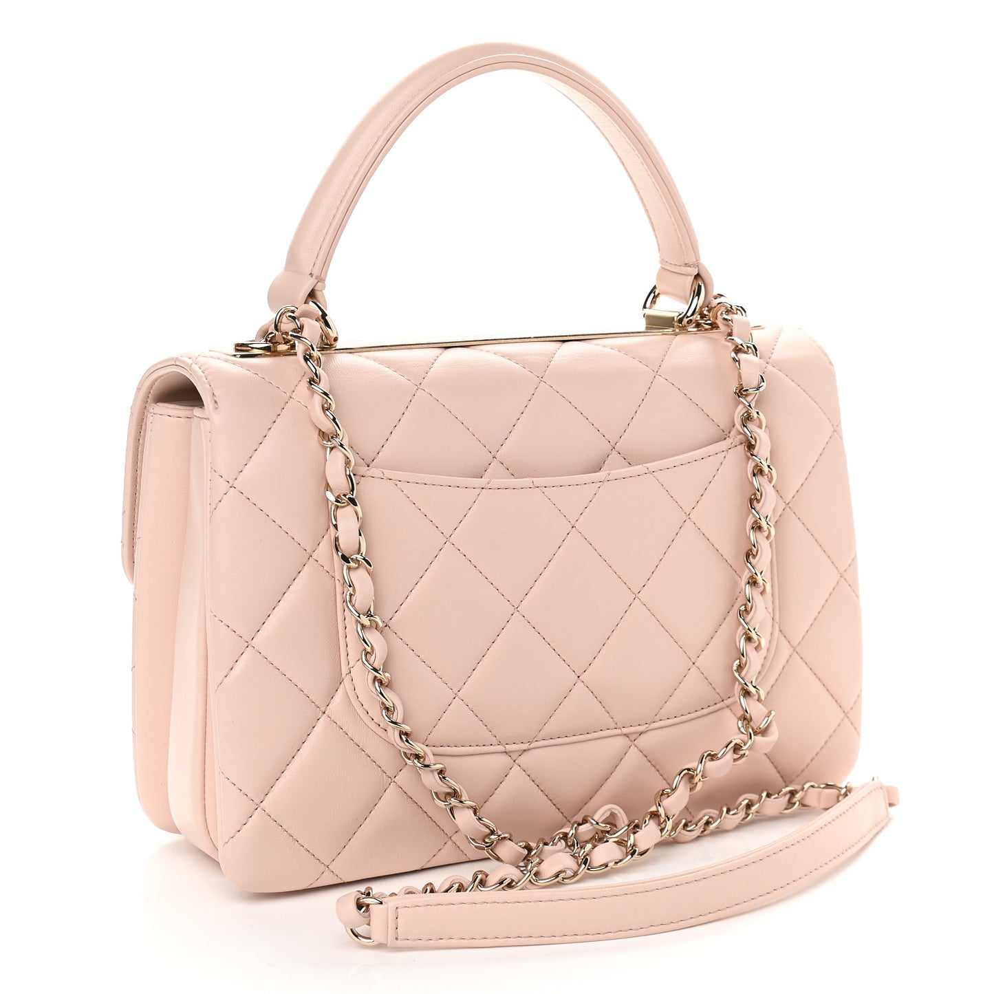 Lambskin Quilted Small Trendy CC Dual Handle Flap Bag Light Beige
