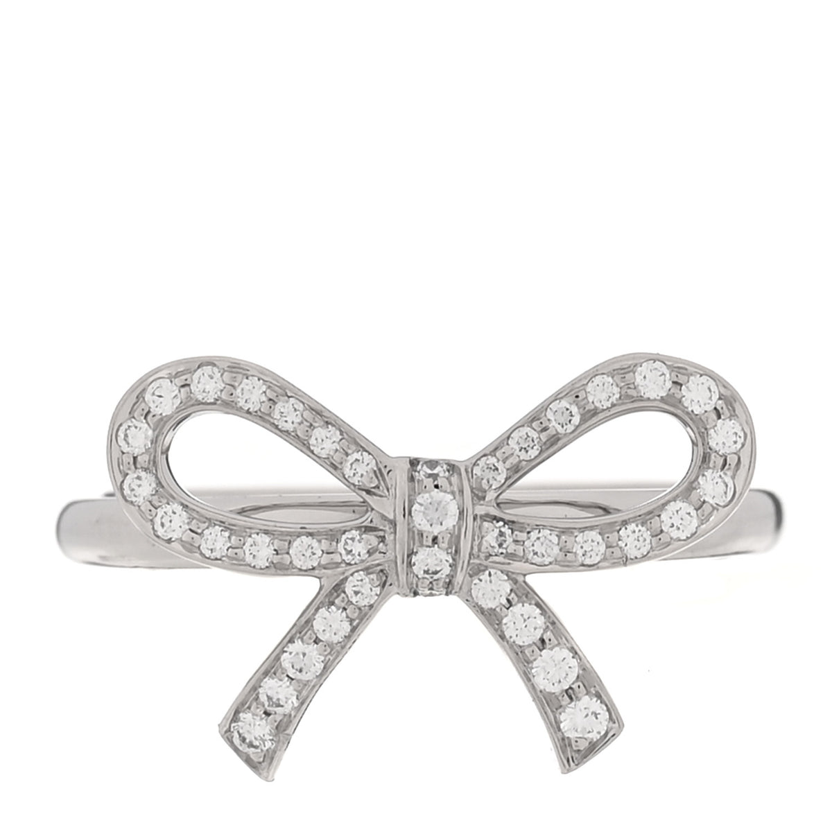 Tiffany Platinum Diamond Bow Ring 51 5.75 1 of 5