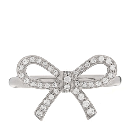 Tiffany Platinum Diamond Bow Ring 51 5.75 1 of 5
