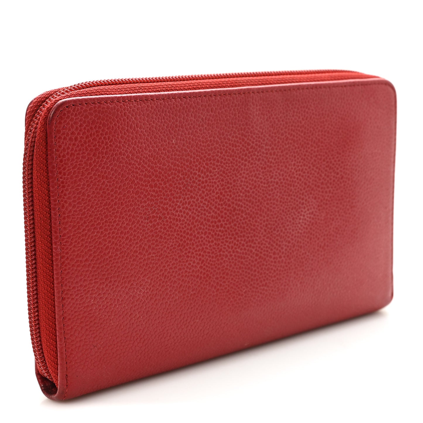 Caviar Large CC Timeless Zip Around Organizer Wallet Red