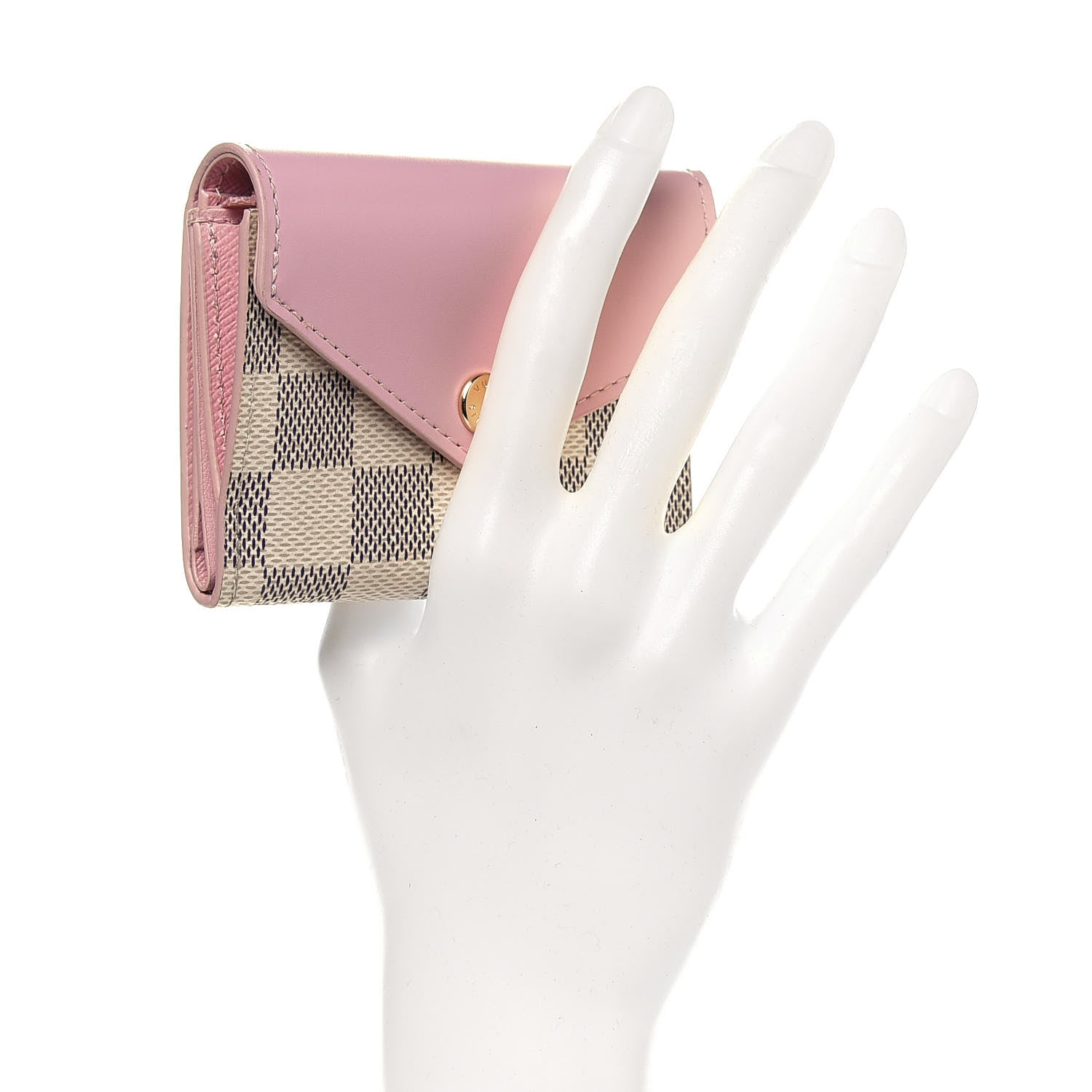 Louis Vuitton Damier Azur Zoe Wallet Rose Ballerine 2 of 12
