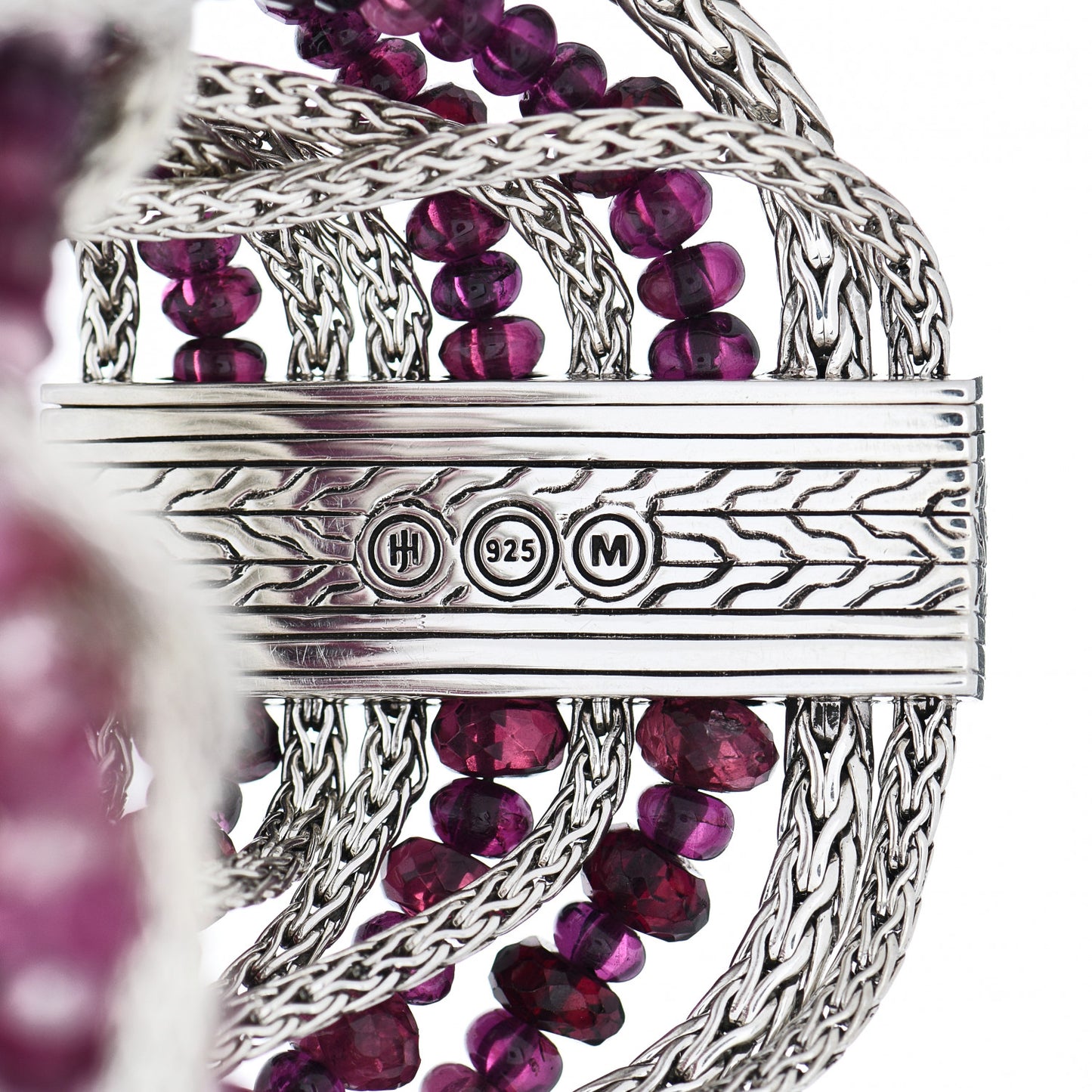 Sterling Silver Pink Tourmaline Classic Chain Nine Row Bracelet