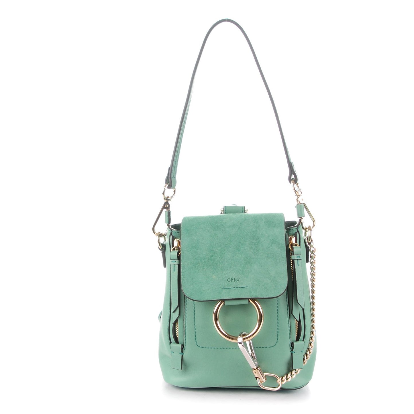 Suede Calfskin Mini Faye Backpack Happy Green