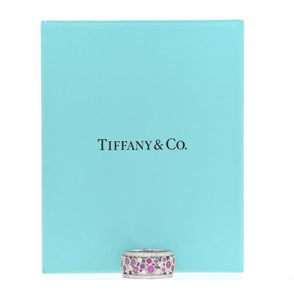 Tiffany Platinum Diamond Pink Sapphire Cobblestone Band Ring 48 4.5 5 of 5
