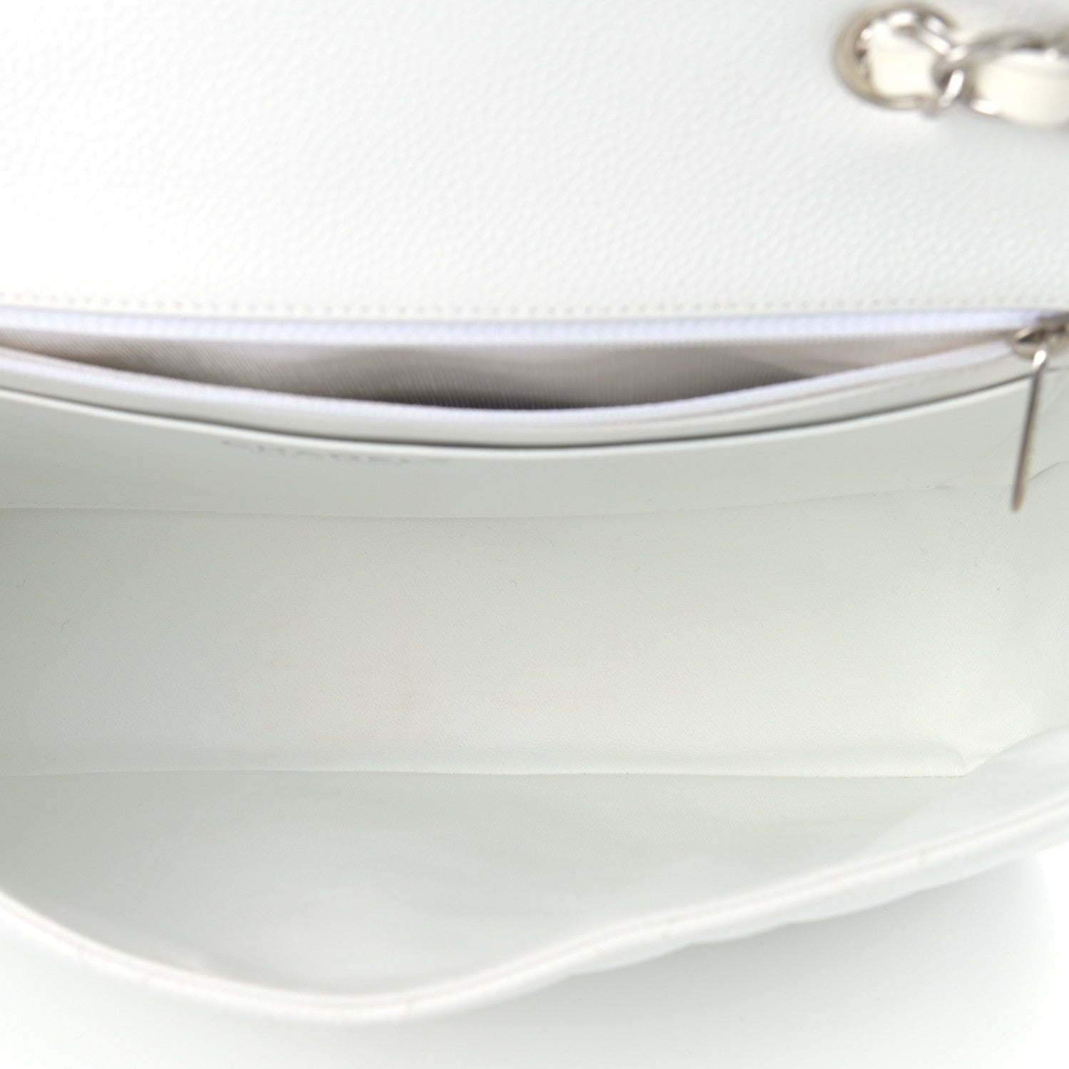Chanel Caviar Quilted Jumbo Single Flap White 5 of 9