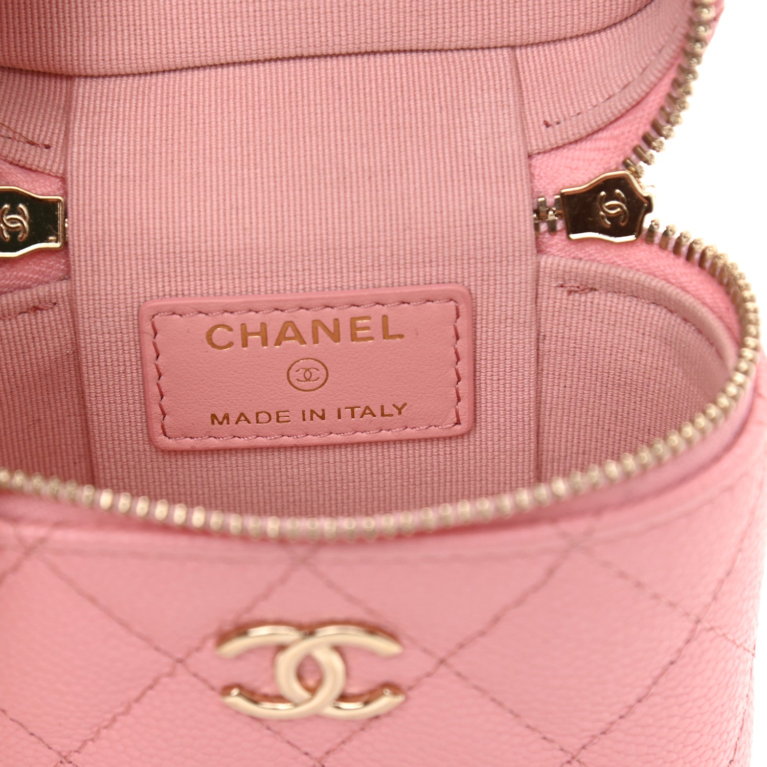 Chanel Caviar Quilted Small Handle With Care Vanity Case With Chain Pink 6 of 10