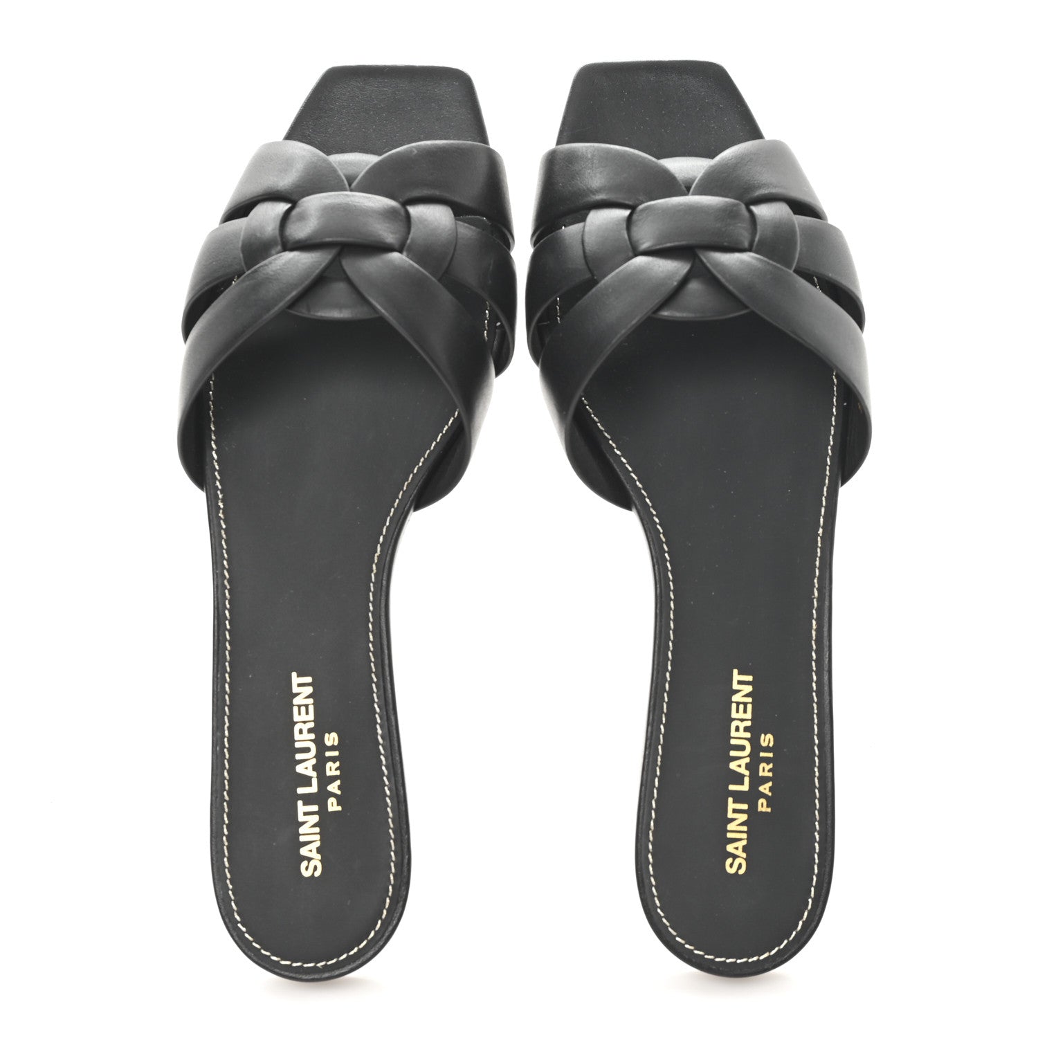 Saint Laurent Calfskin Tribute 05 Slide Sandals 39.5 Black 2 of 9