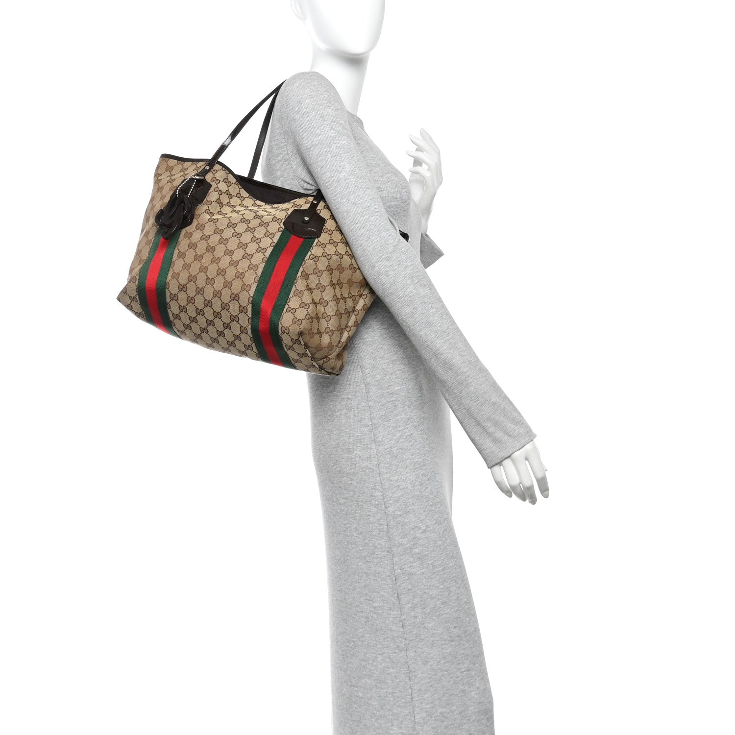 Gucci Monogram Web Large Jolie Tote Brown 2 of 12