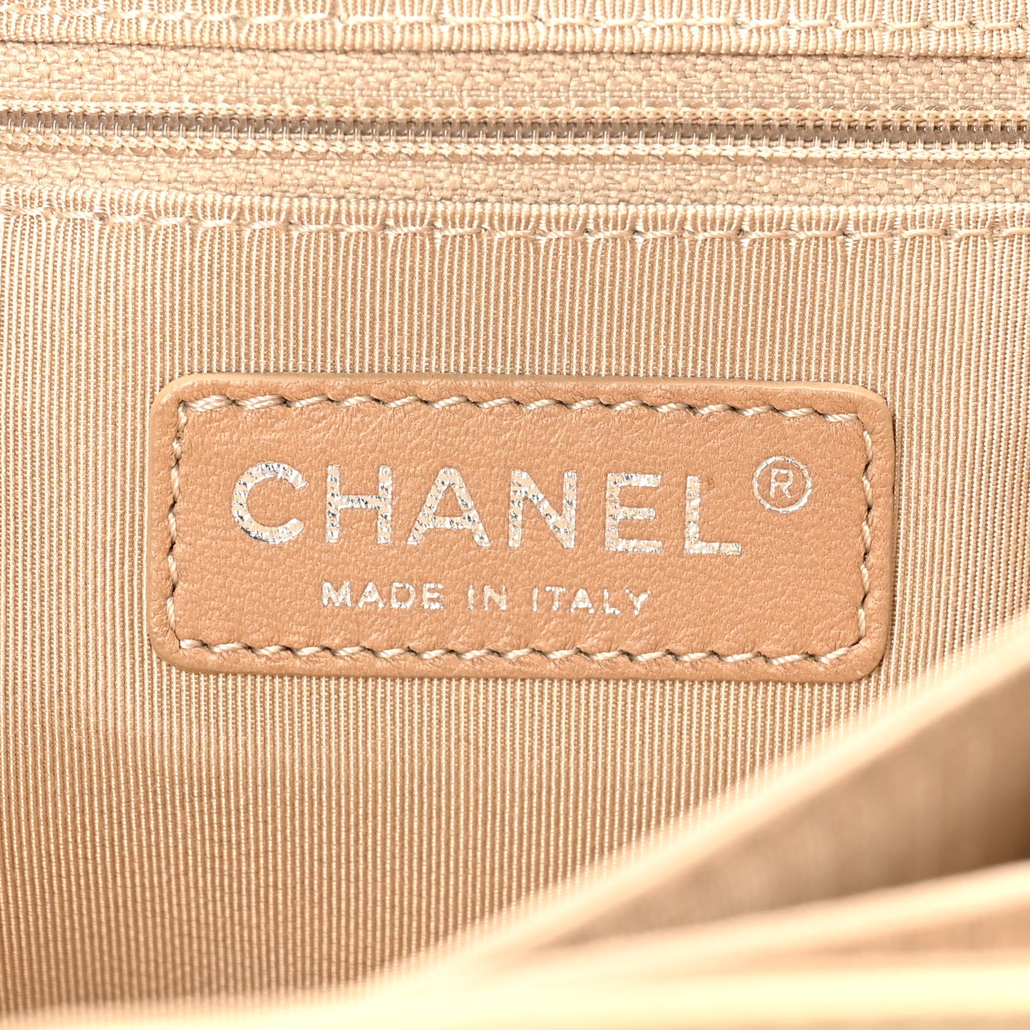 Caviar Quilted Timeless Accordion Flap Light Beige